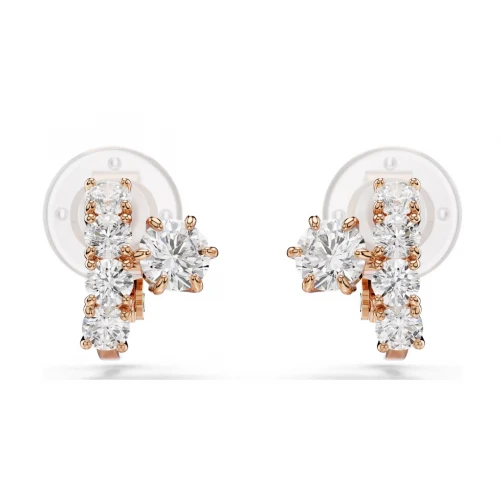 SWAROVSKI Σκουλαρίκια με κλιπ Matrix, Στρογγυλή Κοπή, Λευκό, Επιμετάλλωση σε Ροζ-Χρυσό 18Κ 5763822