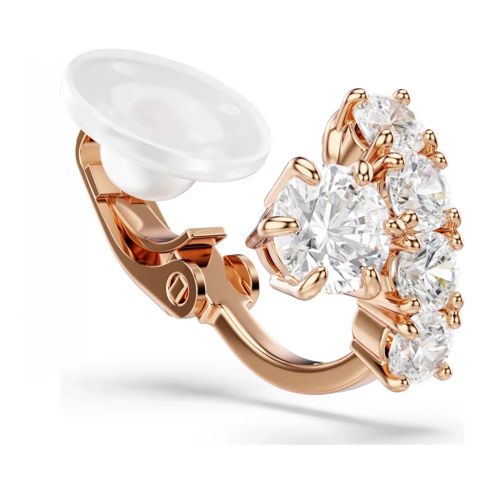 SWAROVSKI Σκουλαρίκια με κλιπ Matrix, Στρογγυλή Κοπή, Λευκό, Επιμετάλλωση σε Ροζ-Χρυσό 18Κ 5763822
