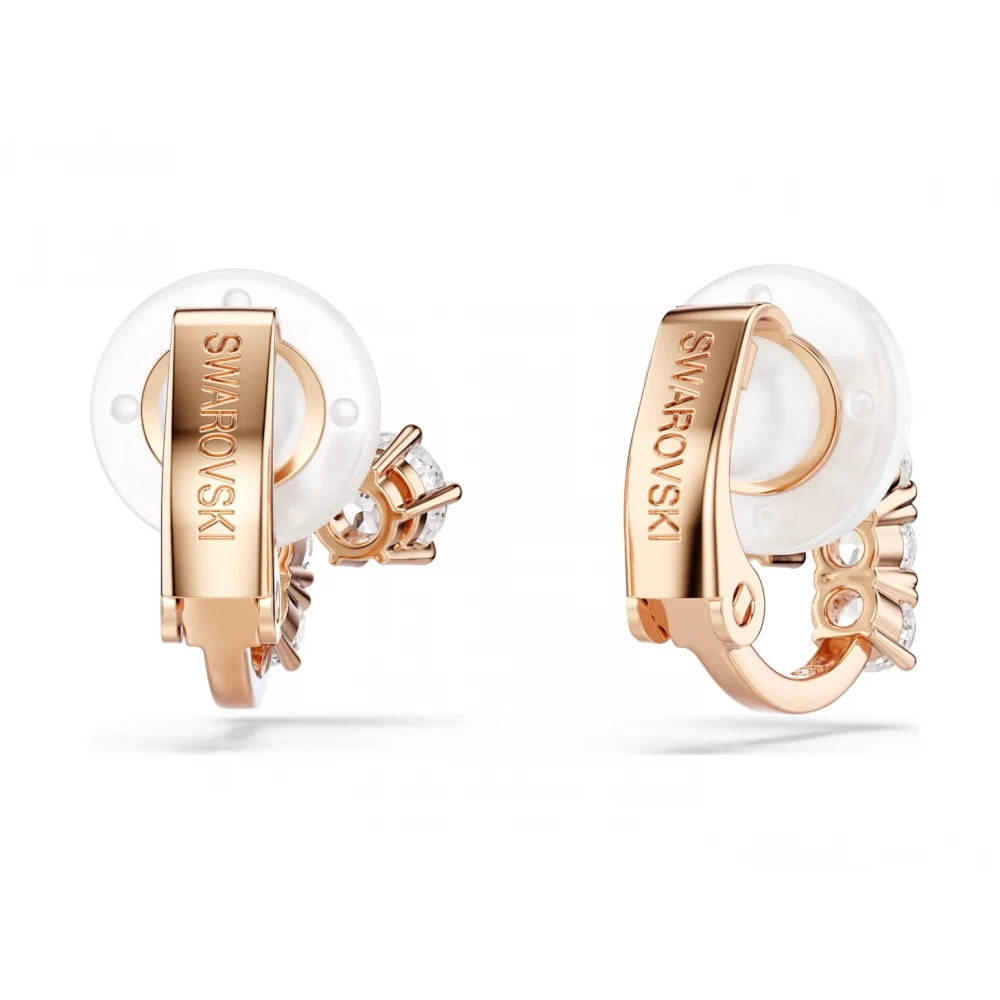SWAROVSKI Σκουλαρίκια με κλιπ Matrix, Στρογγυλή Κοπή, Λευκό, Επιμετάλλωση σε Ροζ-Χρυσό 18Κ 5763822