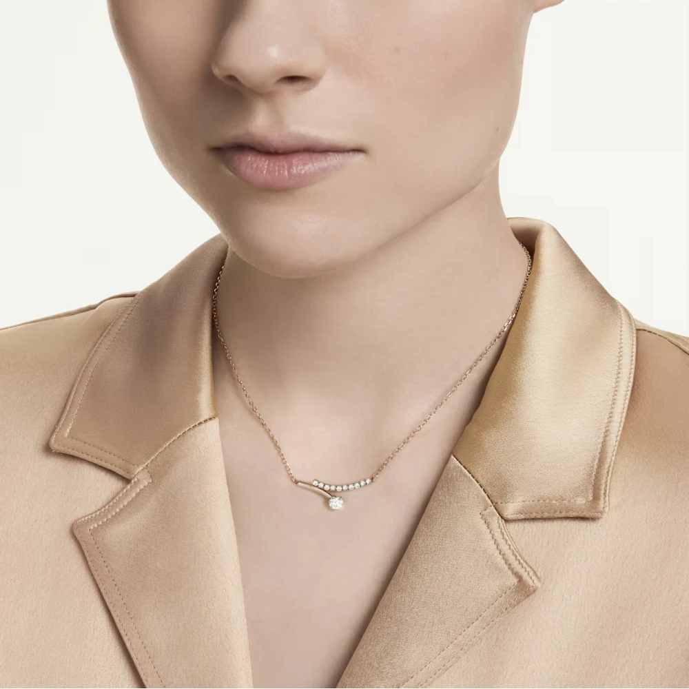 SWAROVSKI Κολιέ Matrix Λευκό, Στρογγυλή κοπή, Επιμετάλλωση σε ροζ χρυσό 18Κ 5763823