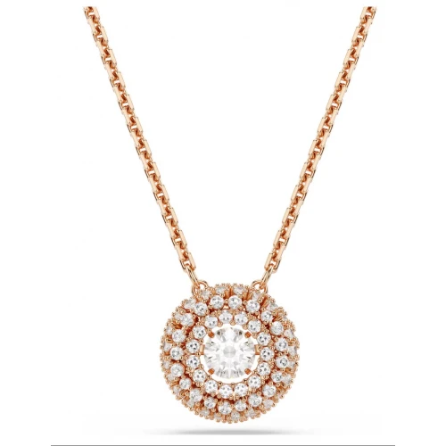 SWAROVSKI Μενταγιόν Sublima, Στρογγυλή κοπή, Λευκό, Επιμετάλλωση ΡοΖ-Χρυσό 18K 5764190