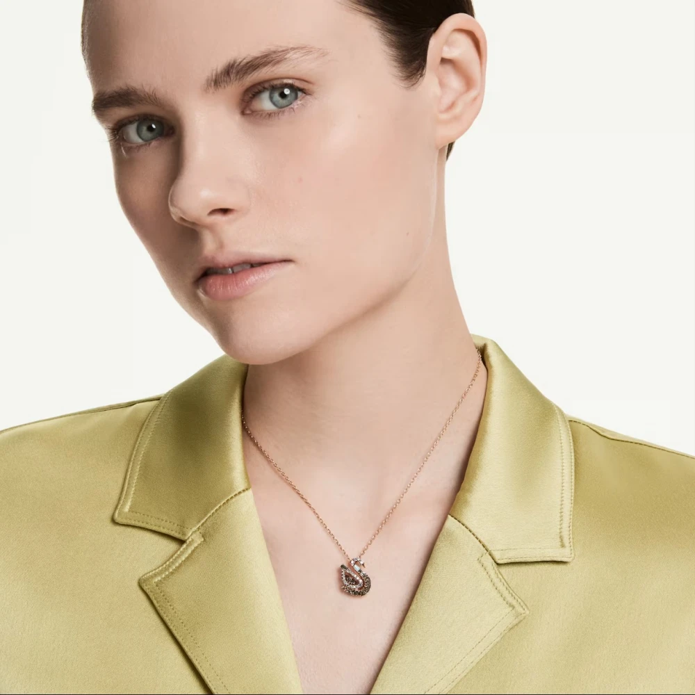 SWAROVSKI Swan Μενταγιόν με αλυσίδα, Λευκό, Μίξη Κοπών Επιμετάλλωση σε Ροζ-Χρυσό 18K 5764882