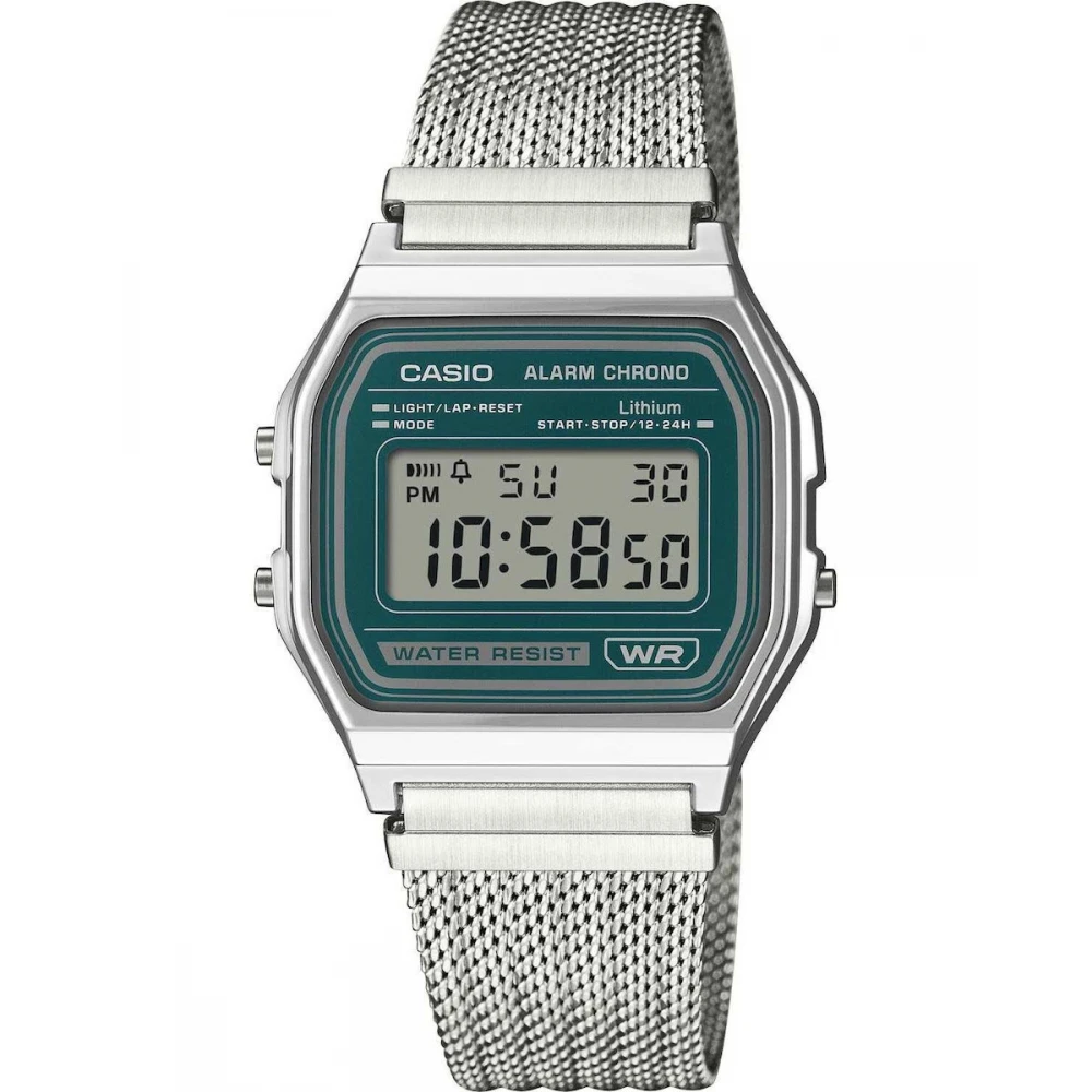 CASIO Vintage με Μπρασελέ σε Ασημί Τόνο από Ανοξείδωτο Ατσάλι A-158WEM-3EF
