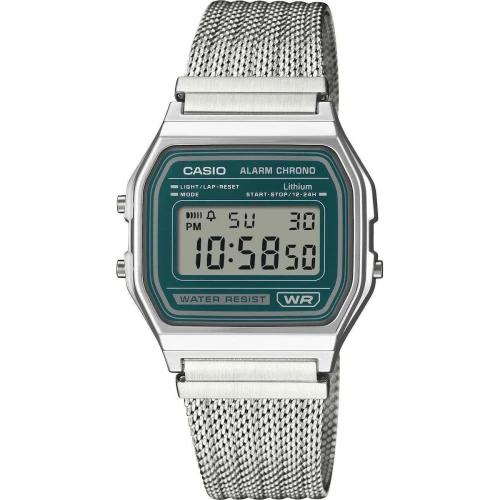 CASIO Vintage με Μπρασελέ σε Ασημί Τόνο από Ανοξείδωτο Ατσάλι A-158WEM-3EF