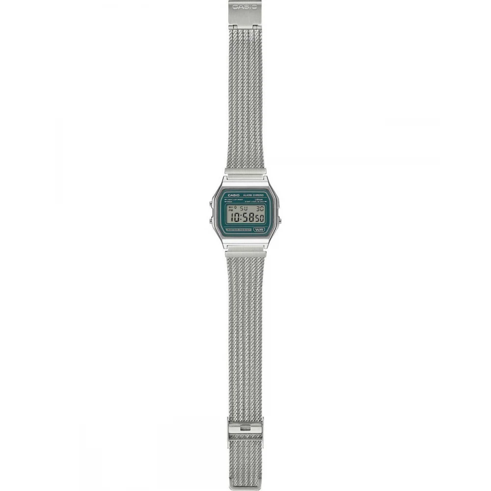 CASIO Vintage με Μπρασελέ σε Ασημί Τόνο από Ανοξείδωτο Ατσάλι A-158WEM-3EF