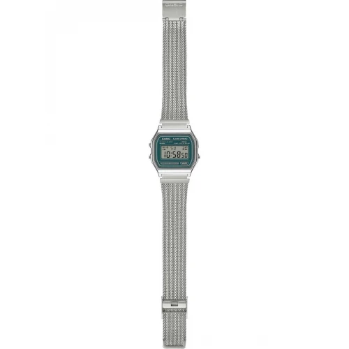 CASIO Vintage με Μπρασελέ σε Ασημί Τόνο από Ανοξείδωτο Ατσάλι A-158WEM-3EF