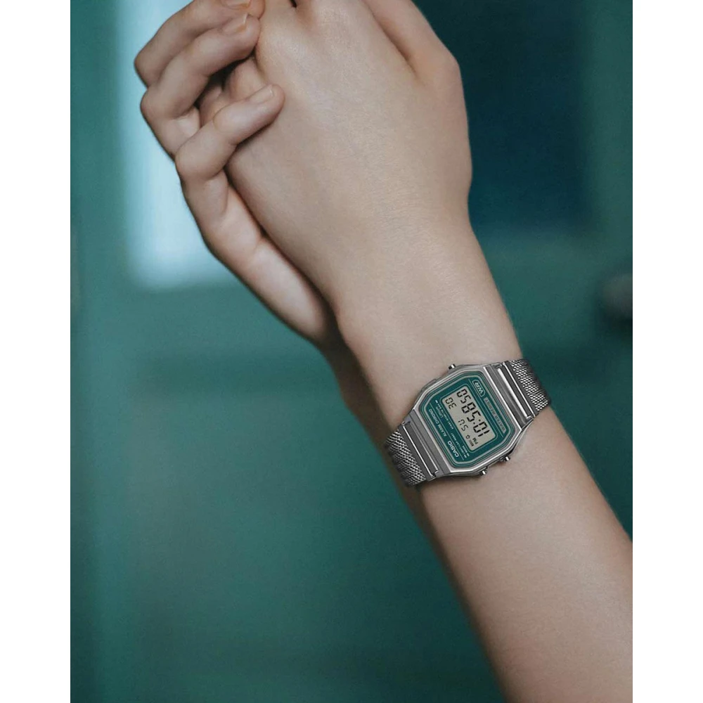 CASIO Vintage με Μπρασελέ σε Ασημί Τόνο από Ανοξείδωτο Ατσάλι A-158WEM-3EF