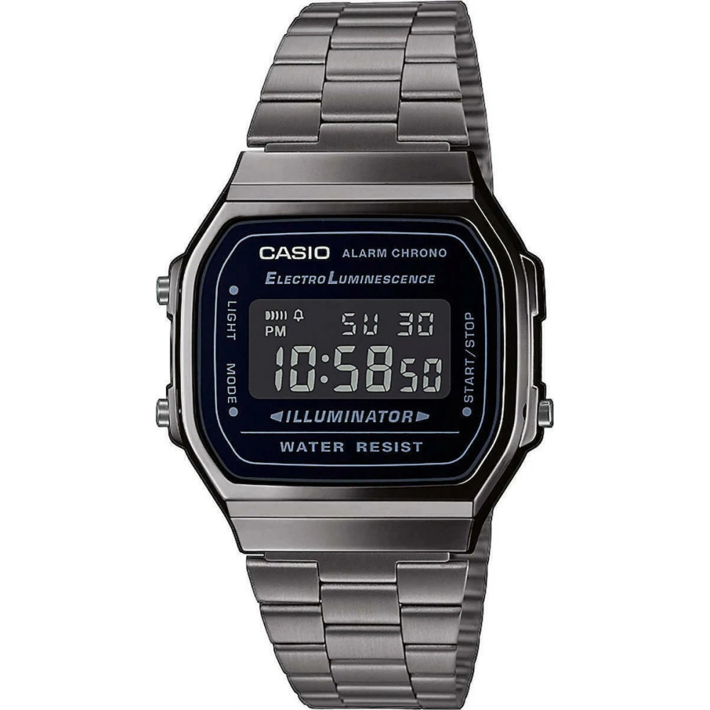 CASIO Vintage με Μπρασελέ σε Ανθρακί Τόνο από Ανοξείδωτο Ατσάλι A-168WEGG-1BEF