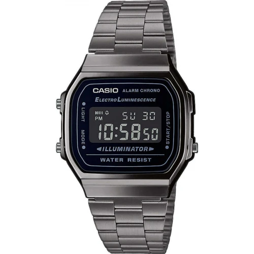 CASIO Vintage με Μπρασελέ σε Ανθρακί Τόνο από Ανοξείδωτο Ατσάλι A-168WEGG-1BEF