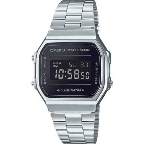 CASIO Vintage με Μπρασελέ σε Ασημί Τόνο από Ανοξείδωτο Ατσάλι A-168WEM-1EF