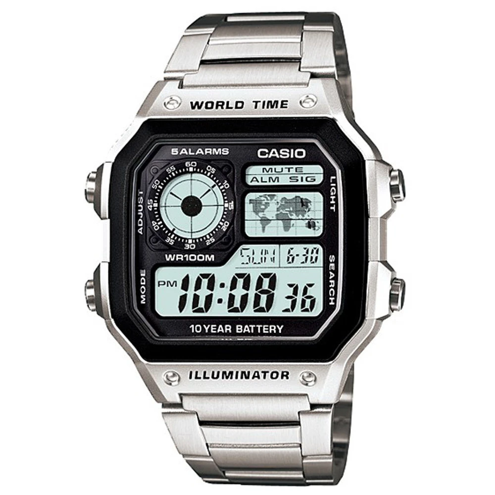 CASIO Timeless με Μπρασελέ σε Ασημί Τόνο από Ανοξείδωτο Ατσάλι AE-1200WHD-1AVEF