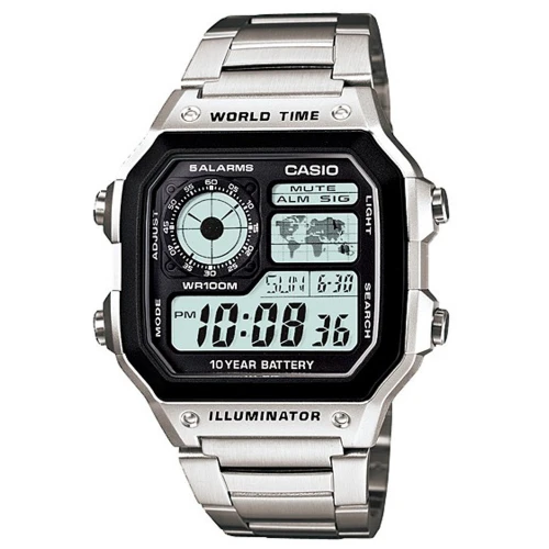 CASIO Timeless με Μπρασελέ σε Ασημί Τόνο από Ανοξείδωτο Ατσάλι AE-1200WHD-1AVEF