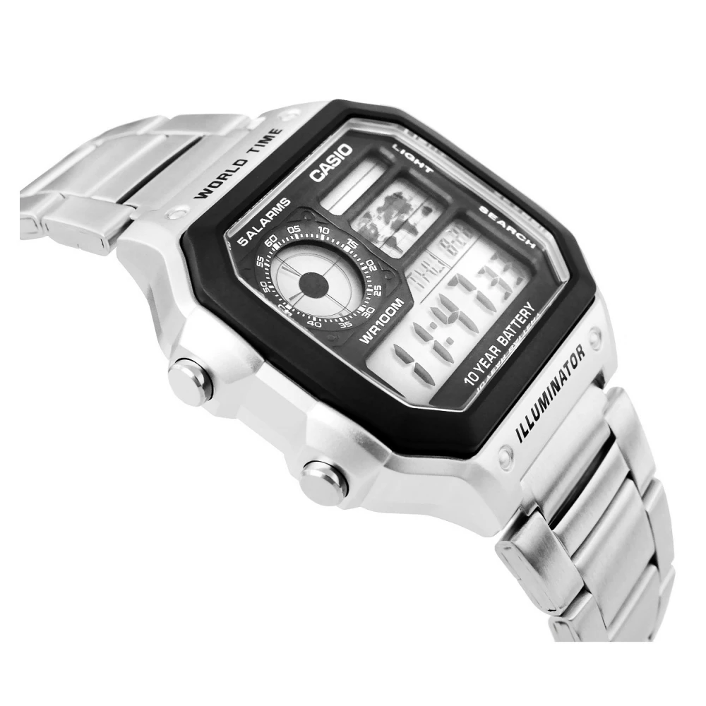 CASIO Timeless με Μπρασελέ σε Ασημί Τόνο από Ανοξείδωτο Ατσάλι AE-1200WHD-1AVEF