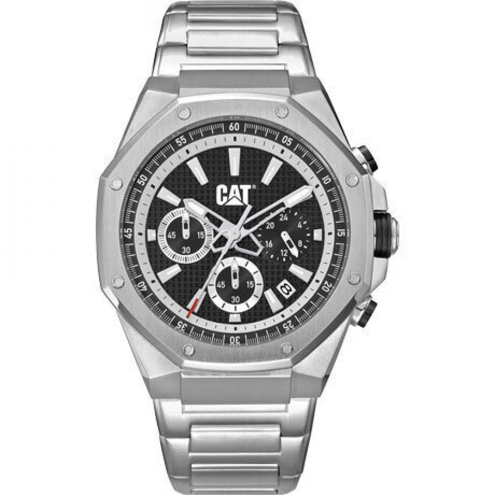 Caterpillar Hexline Chrono Mens με Ασημί Μπρασελέ από Ανοξείδωτο Ατσάλι AW14311122