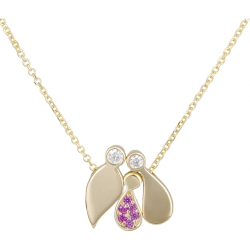 14Κ Χρυσό Κολιέ "Οικογένεια με Κορίτσι" και Ζιργκόν B2107