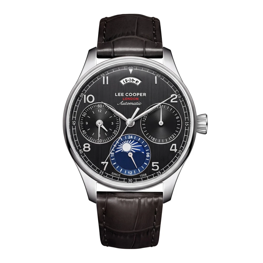 LEE COOPER Automatic Ρολόι με Μαύρο Δερμάτινο Λουράκι LC08441.351