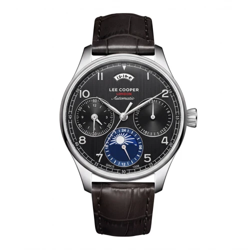 LEE COOPER Automatic Ρολόι με Μαύρο Δερμάτινο Λουράκι LC08441.351