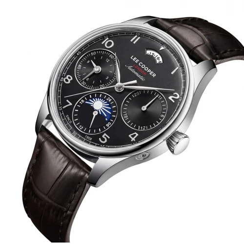 LEE COOPER Automatic Ρολόι με Μαύρο Δερμάτινο Λουράκι LC08441.351
