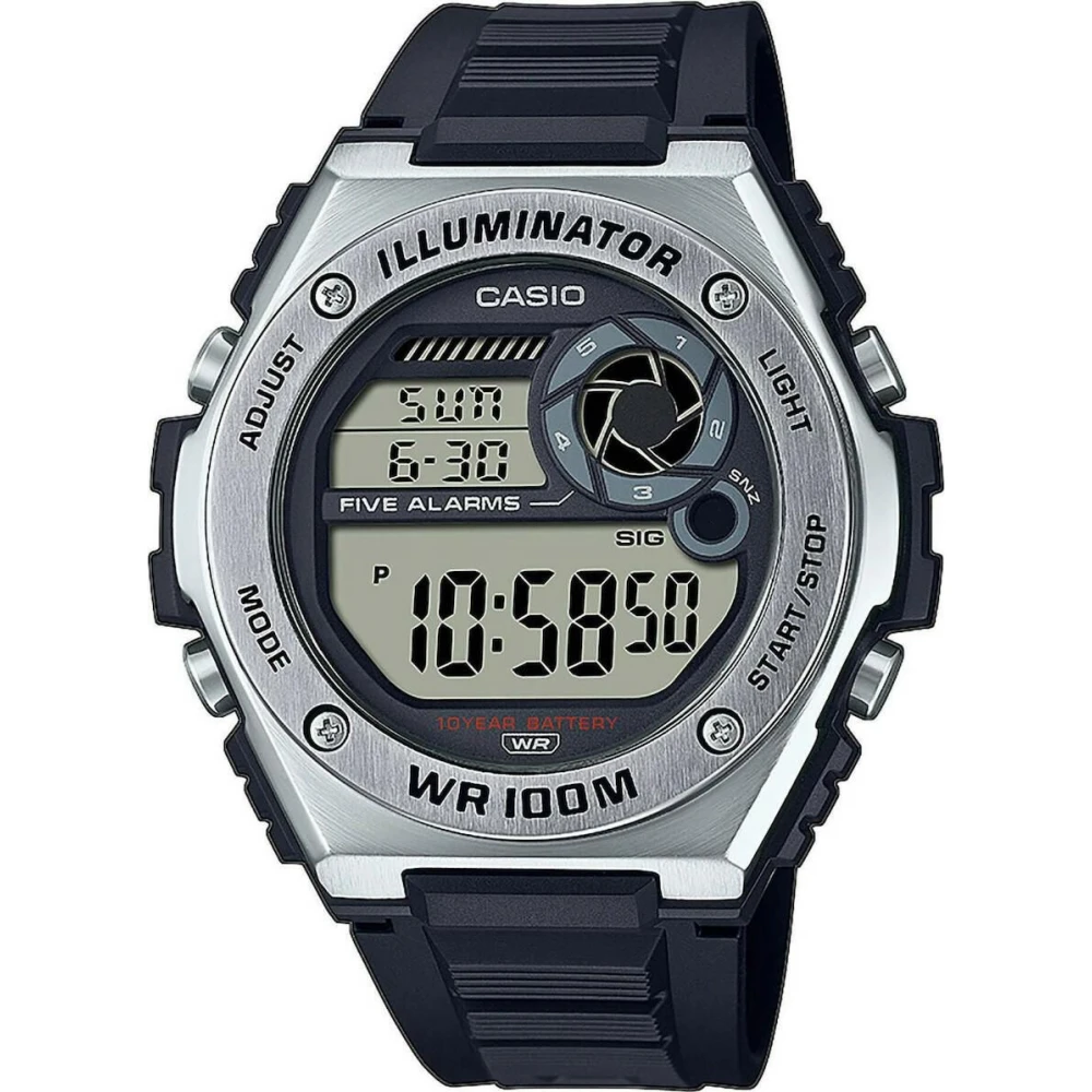 CASIO llluminator με Μαύρο Λουράκι από Καουτσούκ MWD-100H-1AVEF