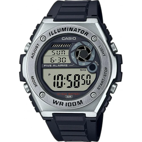 CASIO llluminator με Μαύρο Λουράκι από Καουτσούκ MWD-100H-1AVEF