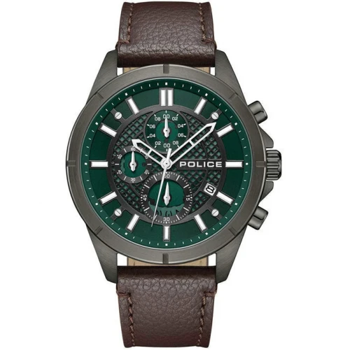 POLICE Burbank Χρονογράφος με Καφέ Δερμάτινο Λουράκι PEWGC0054002
