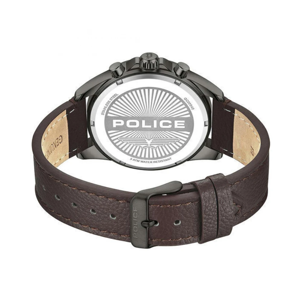 POLICE Burbank Χρονογράφος με Καφέ Δερμάτινο Λουράκι PEWGC0054002