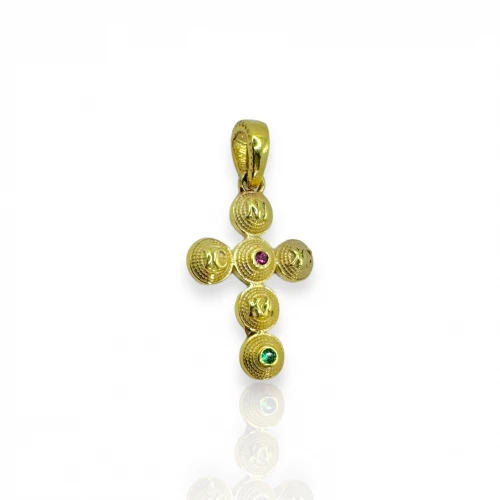 14K Χρυσός Σταυρός με Πολύχρωμα Ζιργκόν SS1089R