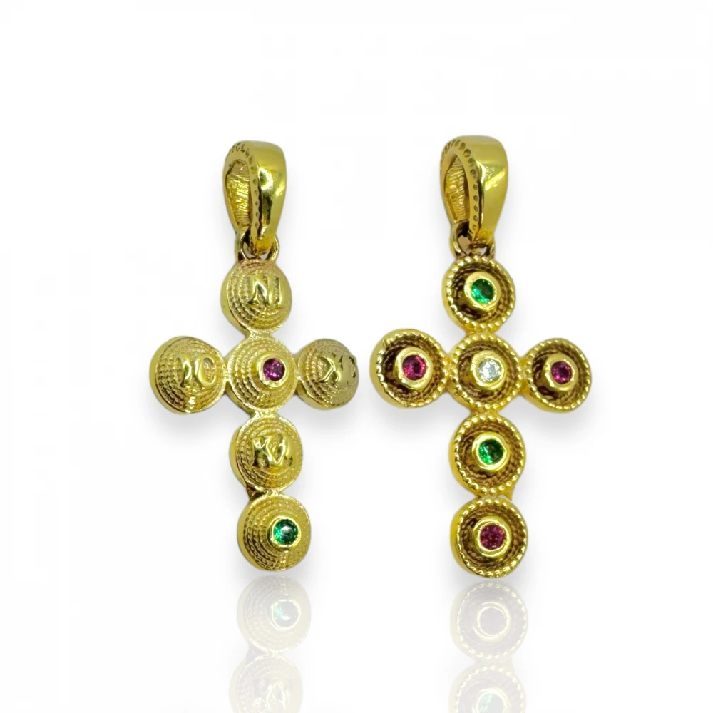 14K Χρυσός Σταυρός με Πολύχρωμα Ζιργκόν SS1089R