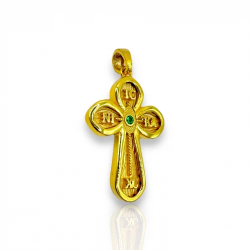 14K Χρυσός Σταυρός Δύο Όψεων με Πολύχρωμα Ζιργκόν SS1092VR