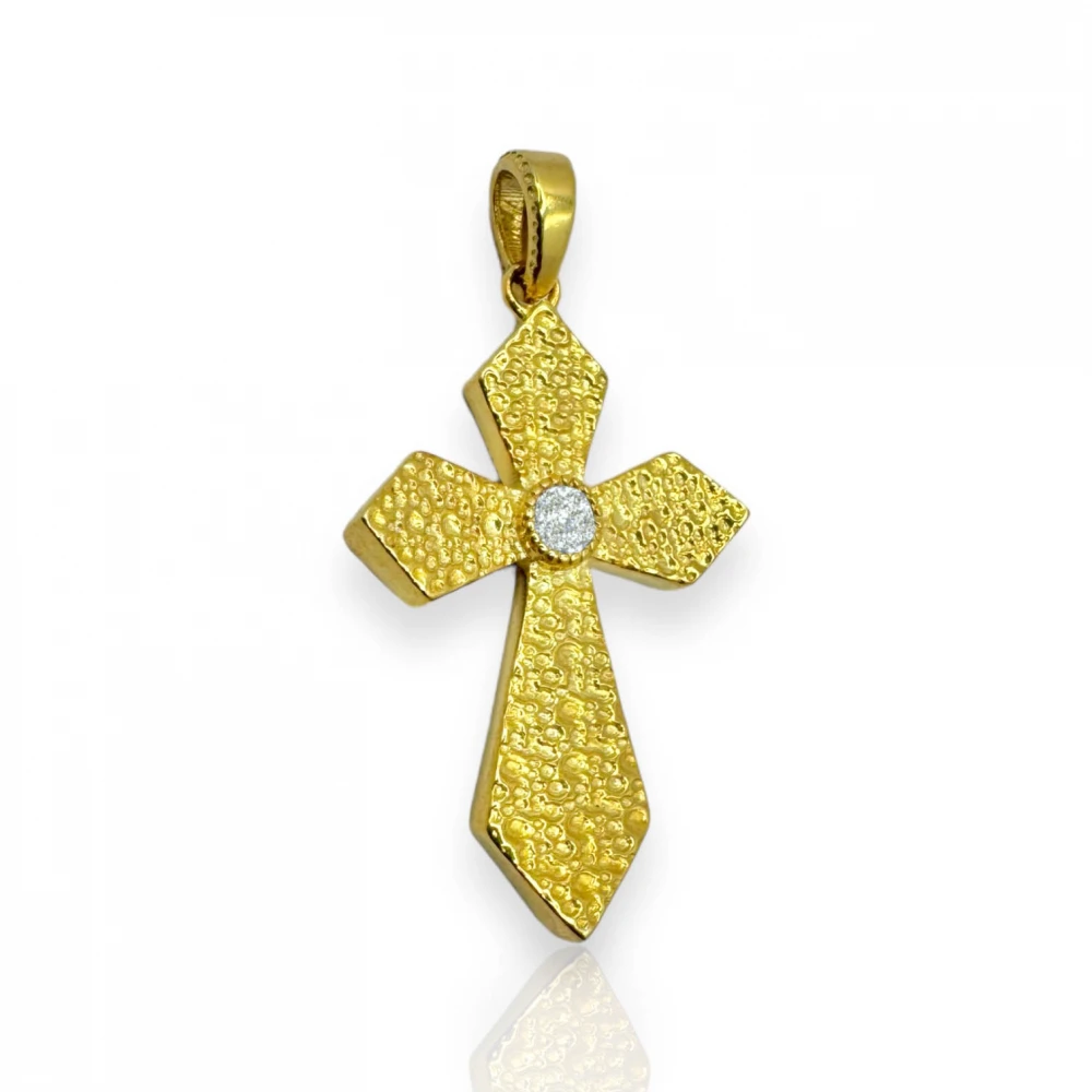 14K Χρυσός Σταυρός Δύο Όψεων με Πολύχρωμα Ζιργκόν SS1093VR