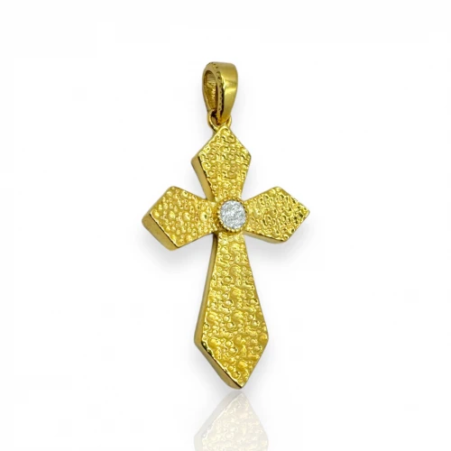 14K Χρυσός Σταυρός Δύο Όψεων με Πολύχρωμα Ζιργκόν SS1093VR