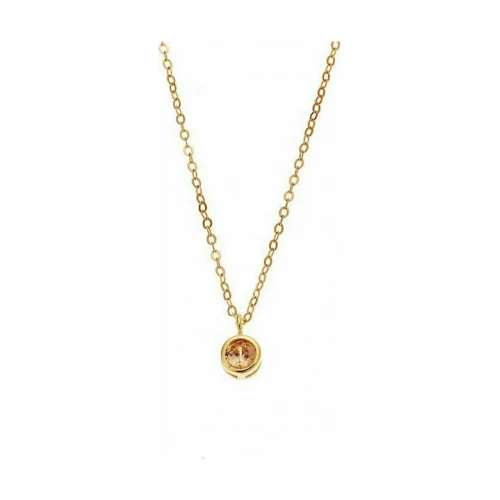 Senza 925 Ασήμι Κολιέ μενταγιόν Μονόπετρο με ροζέ Ζιργκόν Επιχρυσωμένο SSR2241GC