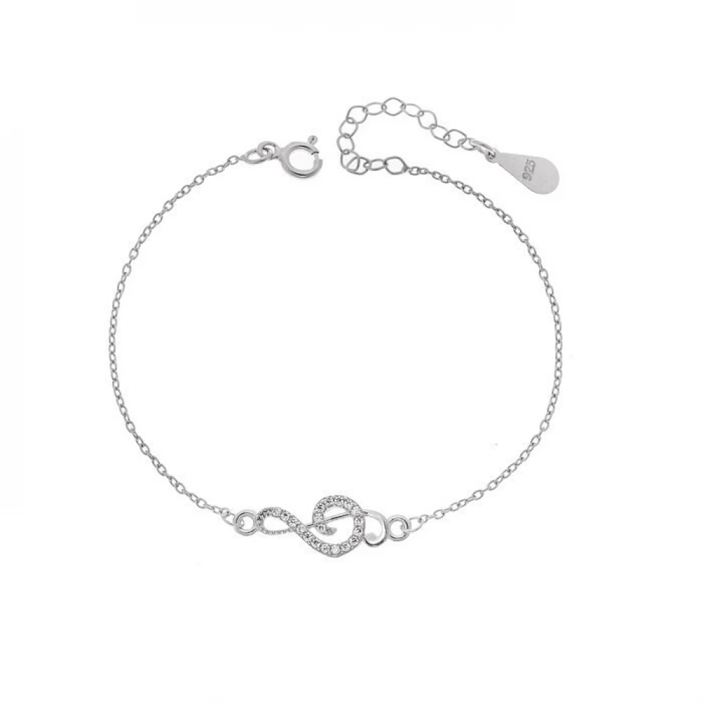 SENZA Βραχιόλι ασήμι 925, "Κλειδί του Σολ" με Λευκά ζιργκόν SSR4616SR