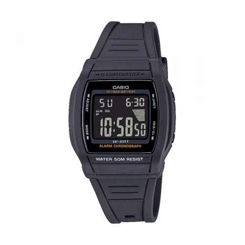 CASIO Timeless με Μαύρο Λουράκι από Καουτσούκ W-201-1BVEG