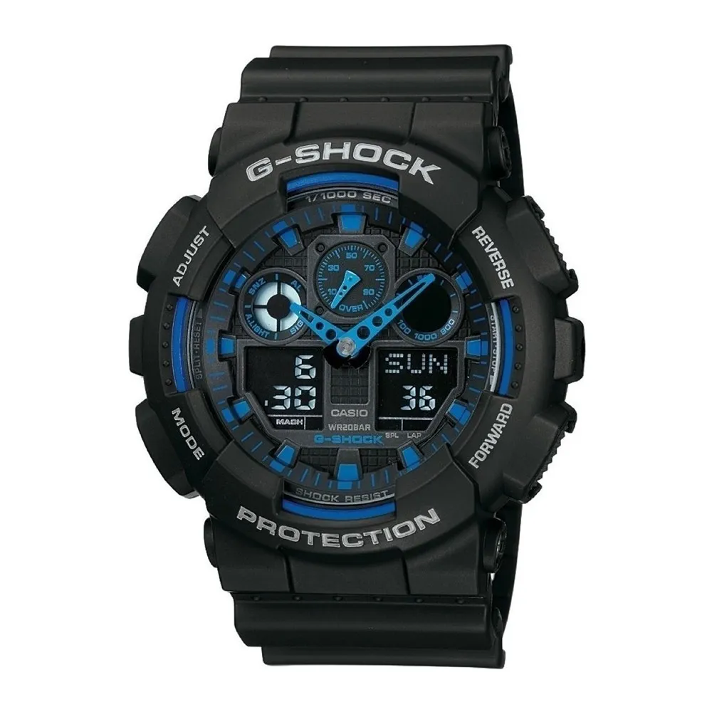 CASIO G-Shock Μαύρο με λουράκι από καουτσούk GA-100-1A2