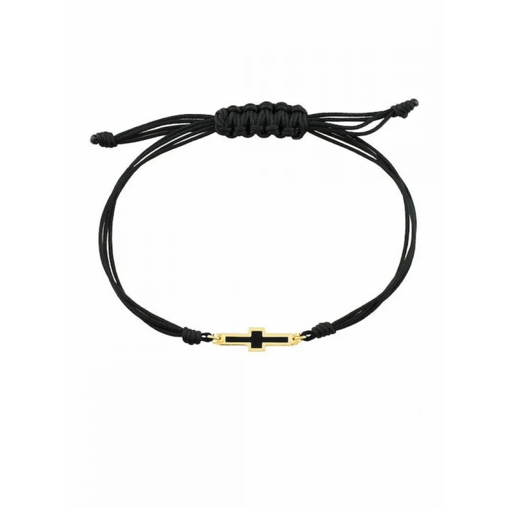 14K Χρυσό Bραχιόλι Αντρικό Μακραμέ, Σταυρός XB466400
