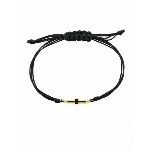 14K Χρυσό Bραχιόλι Αντρικό Μακραμέ, Σταυρός XB466400