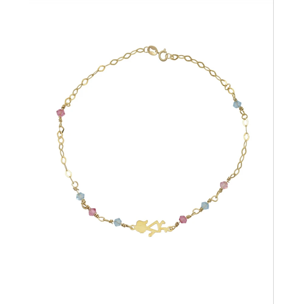 9K Χρυσό Bραχιόλι με Πέτρες και "Κοριτσάκι" 003107FV