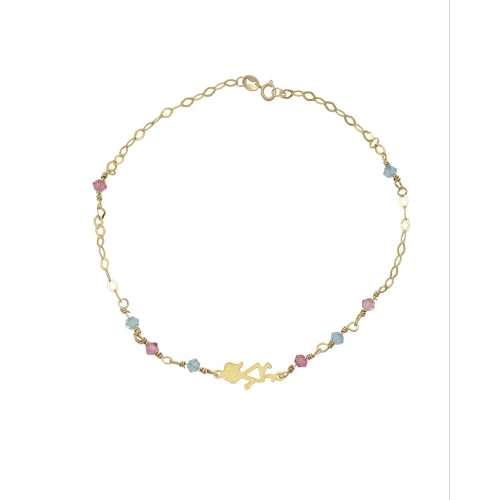 9K Χρυσό Bραχιόλι με Πέτρες και "Κοριτσάκι" 003107FV