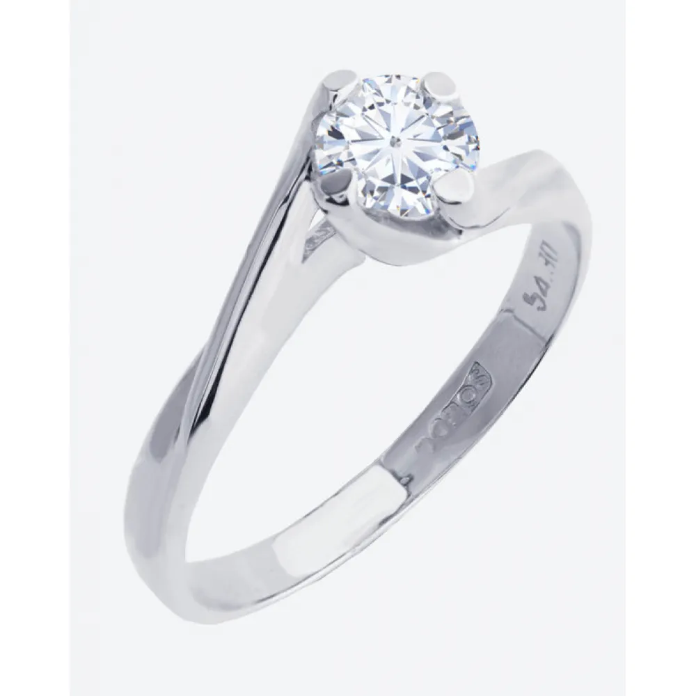 18K Λευκόχρυσο Μονόπετρο Δαχτυλίδι Αρραβώνων με Οικολογικό Διαμάντι 0153L18