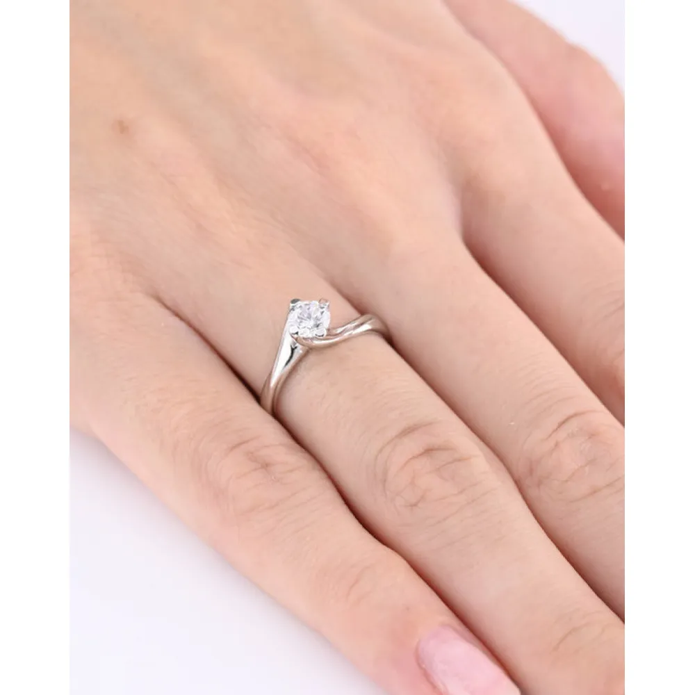 18K Λευκόχρυσο Μονόπετρο Δαχτυλίδι Αρραβώνων με Οικολογικό Διαμάντι 0153L18