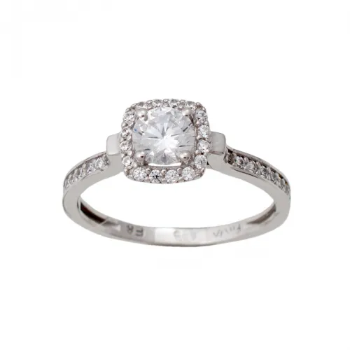 14K Λευκόχρυσό Δαχτυλίδι με Ζιργκόν 021935F