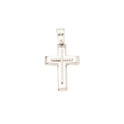 14Κ Λευκόχρυσος Σταυρός με Ζιργκόν 026887
