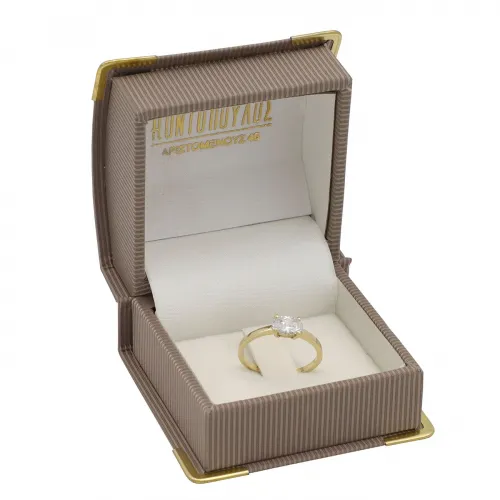 14K Χρυσό Μονόπετρο Δαχτυλίδι με Ζiργκόν 027665F