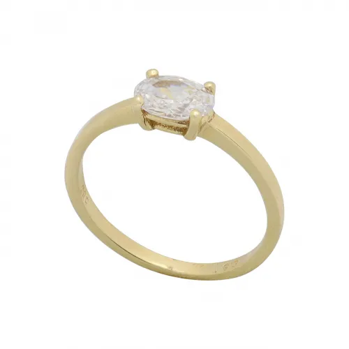 14K Χρυσό Μονόπετρο Δαχτυλίδι με Ζiργκόν 027665F