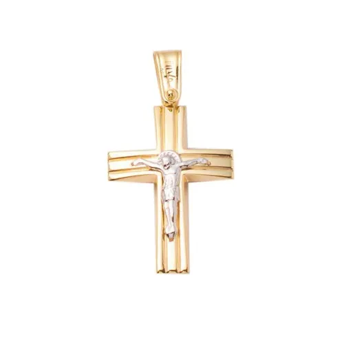 14Κ Χρυσός Δίχρωμος Σταυρός με Ζιργκόν  028093