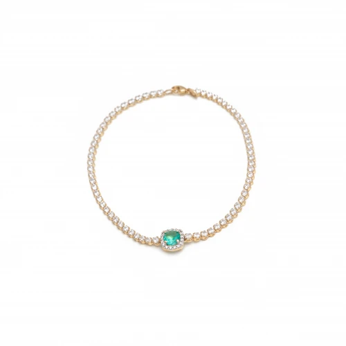 14K Χρυσό Βραχιόλι με Ριβιέρα και Ζιργκόν 028590F