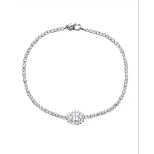 14K Λευκόχρυσο Βραχιόλι με Ζιργκόν 028596F