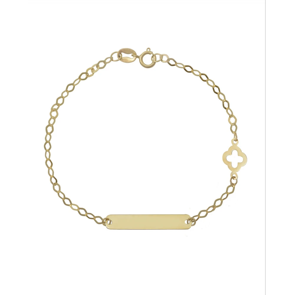 9K Χρυσό Bραχιόλι με Ταυτότητα και Σταυρό 030786FV