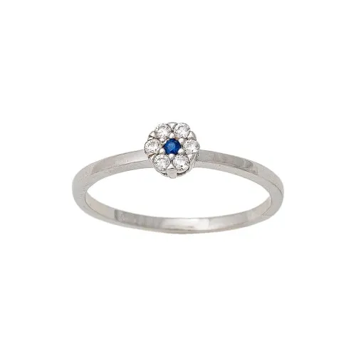 14K Λευκόχρυσο Δαχτυλίδι με Μπλε Ζιργκόν 030846F